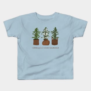 Three Christmas Trees And Snow Kids T-Shirt